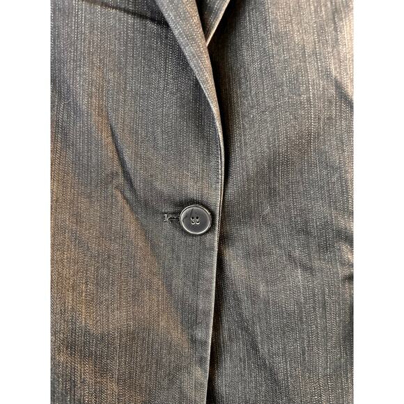 New York & Company Blazer Jacker Womens 12 Navy Blue Stretch Chambray Corpcore - Picture 5 of 8